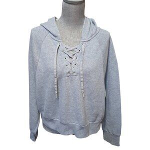 Victoria's Secret Women's Cropped Hooded Gray Sweatshirt XL